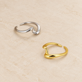 Front view of Aurelia Flow silver and gold mixed metal sculptural ring