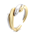 Aurelia Flow Sterling Silver 925 sculptural ring with gold plated details