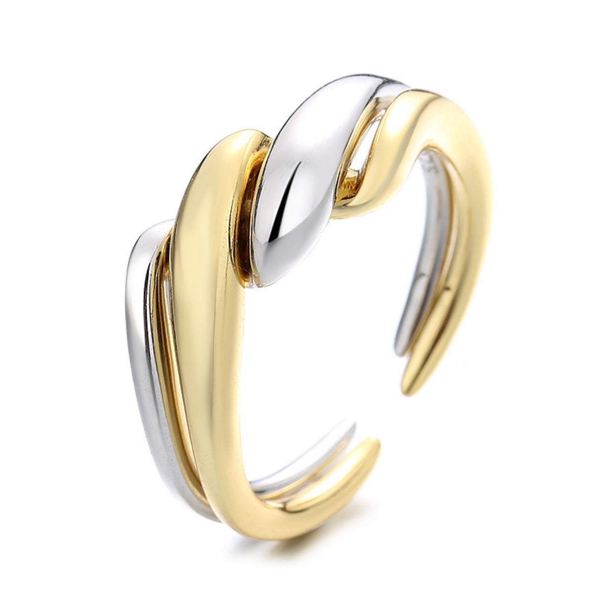 Aurelia Flow Sterling Silver 925 sculptural ring with gold plated details