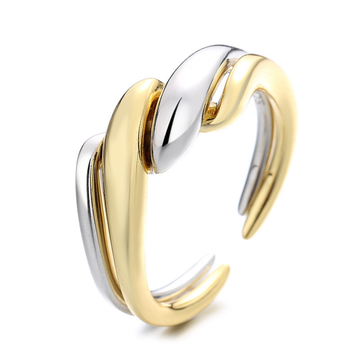 Aurelia Flow Sterling Silver 925 sculptural ring with gold plated details