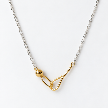 Aurelia Sculpt Sterling Silver 925 necklace with gold plated sculptural front clasp