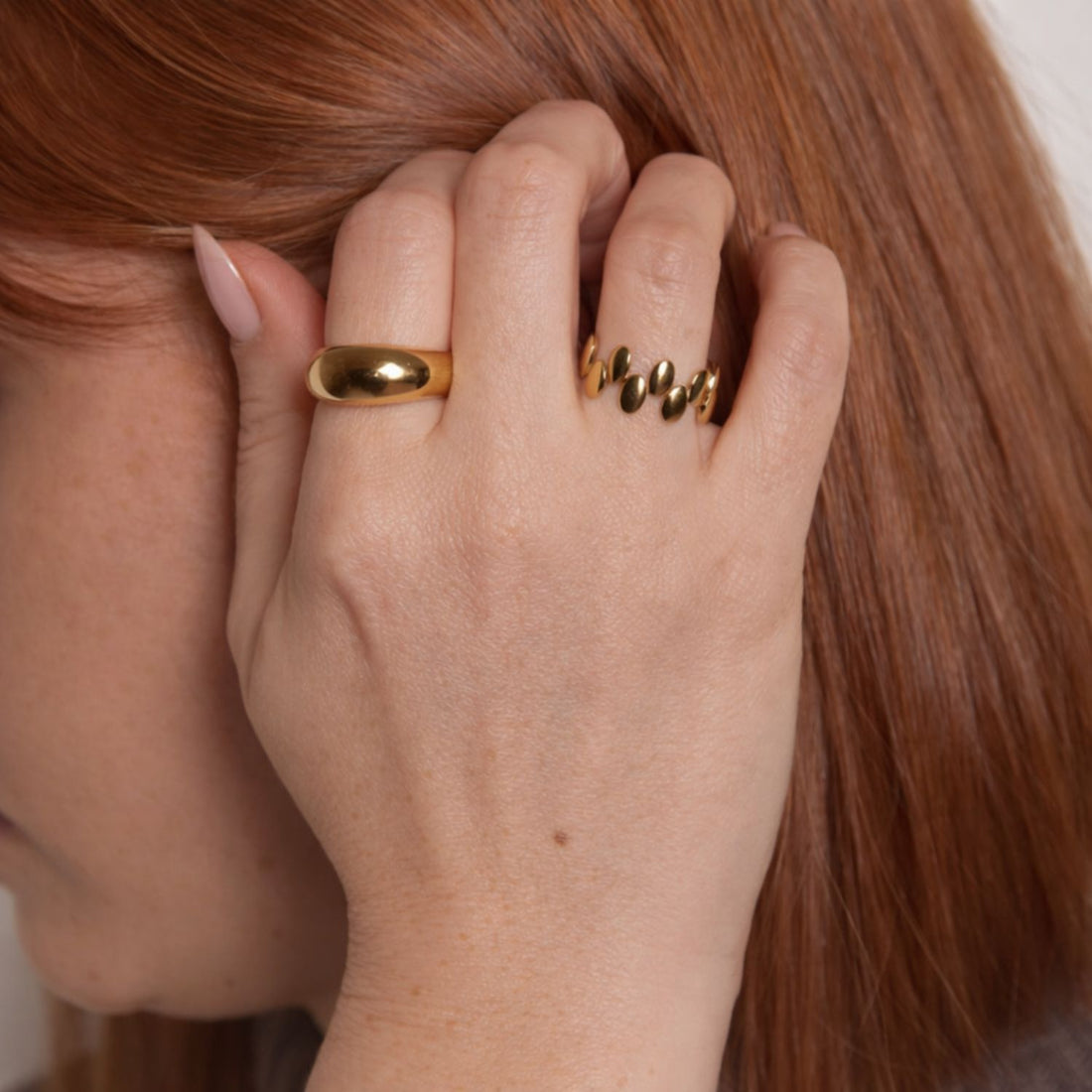 gold rings set stainless steel 18k gold plated