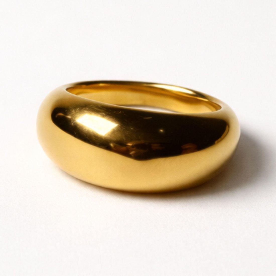 chunky gold dome ring high polish stainless steel