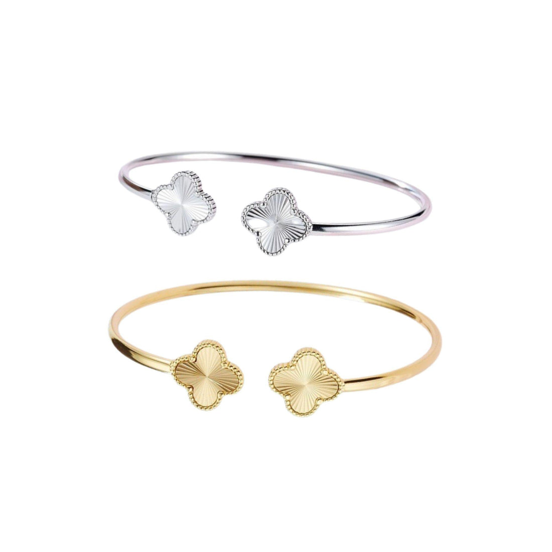 gold clover bracelet in stainless steel
