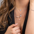 clover moissanite necklace sterling silver close up