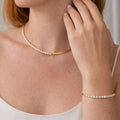 crystal chain necklace bracelet set gold