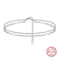 Sterling silver double anklet with hearts