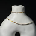 gold zircon bracelet and necklace close up