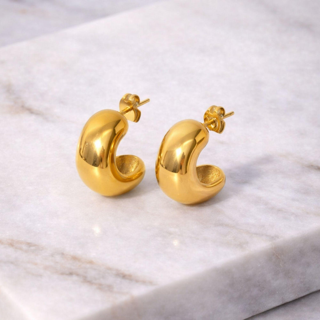 bold gold mini hoop earrings