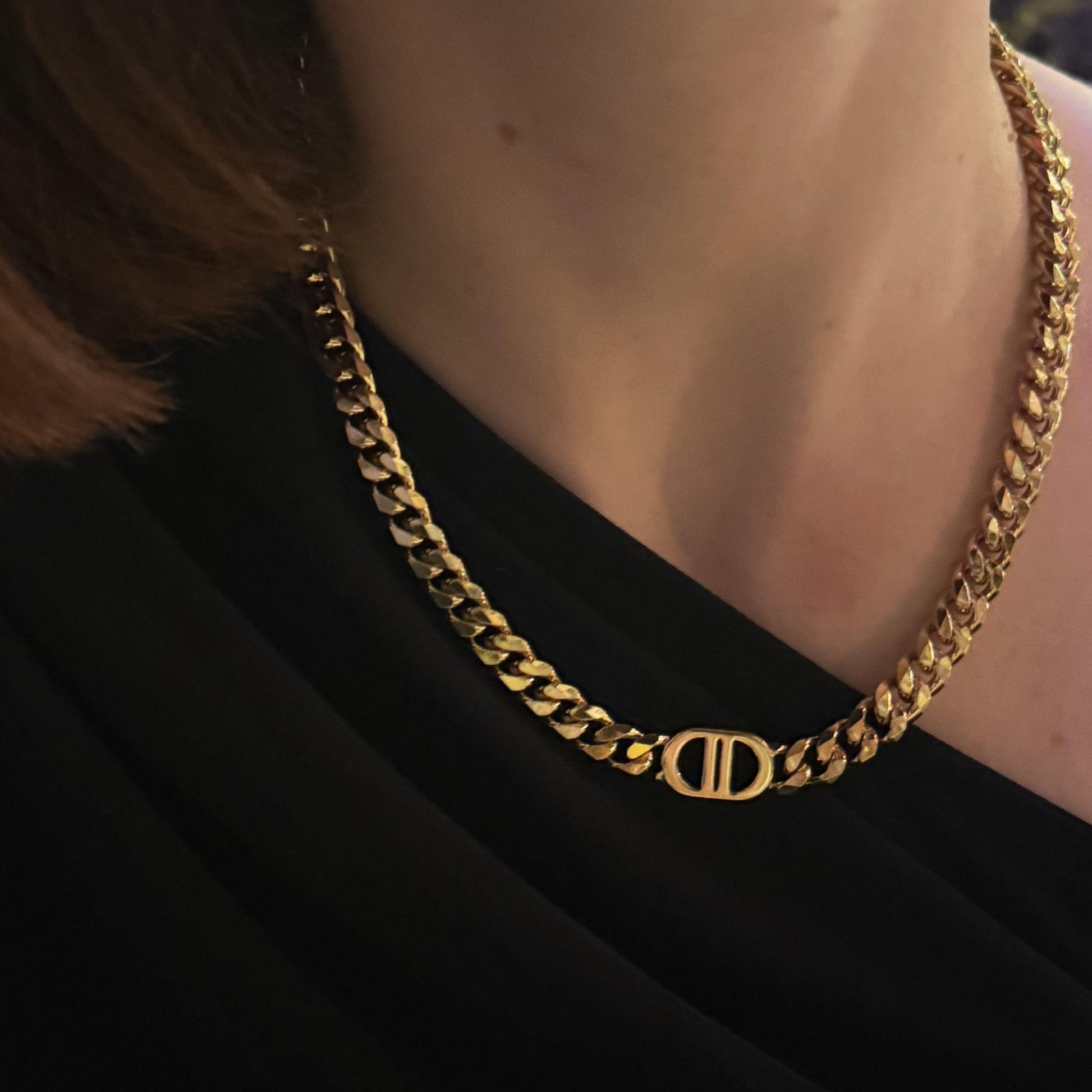 chunky gold chain necklace stainless steel  