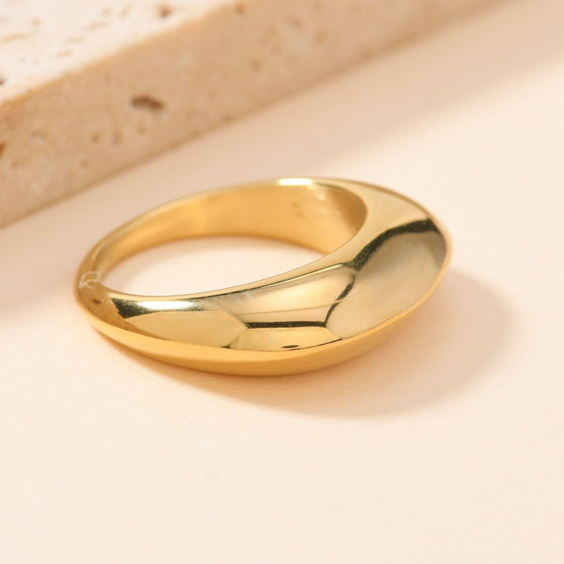 Velvet Dome gold ring in stainless steel