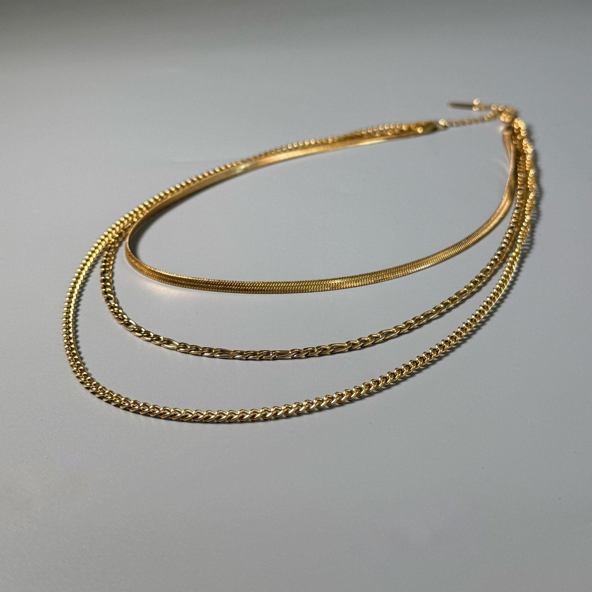 triple layered gold chain necklace