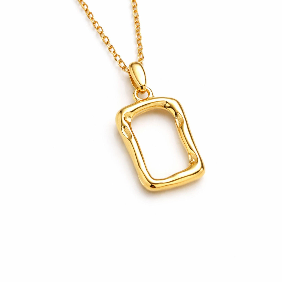 gold plated sterling silver rectangle pendant necklace minimal jewelry