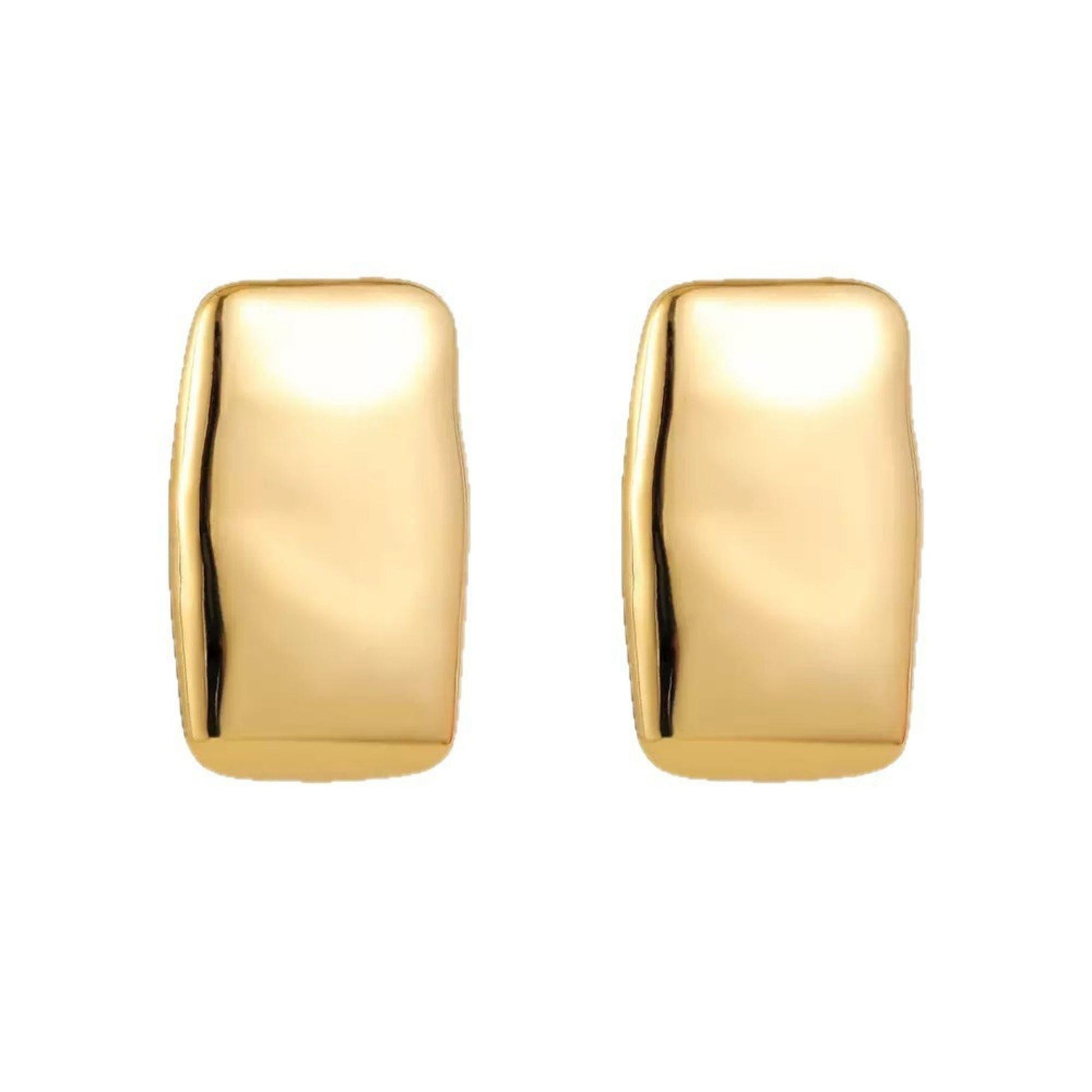 modern rectangular gold earrings in stainless steel