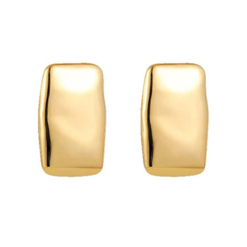 modern rectangular gold earrings in stainless steel