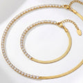 gold crystal necklace and bracelet set stainless steel