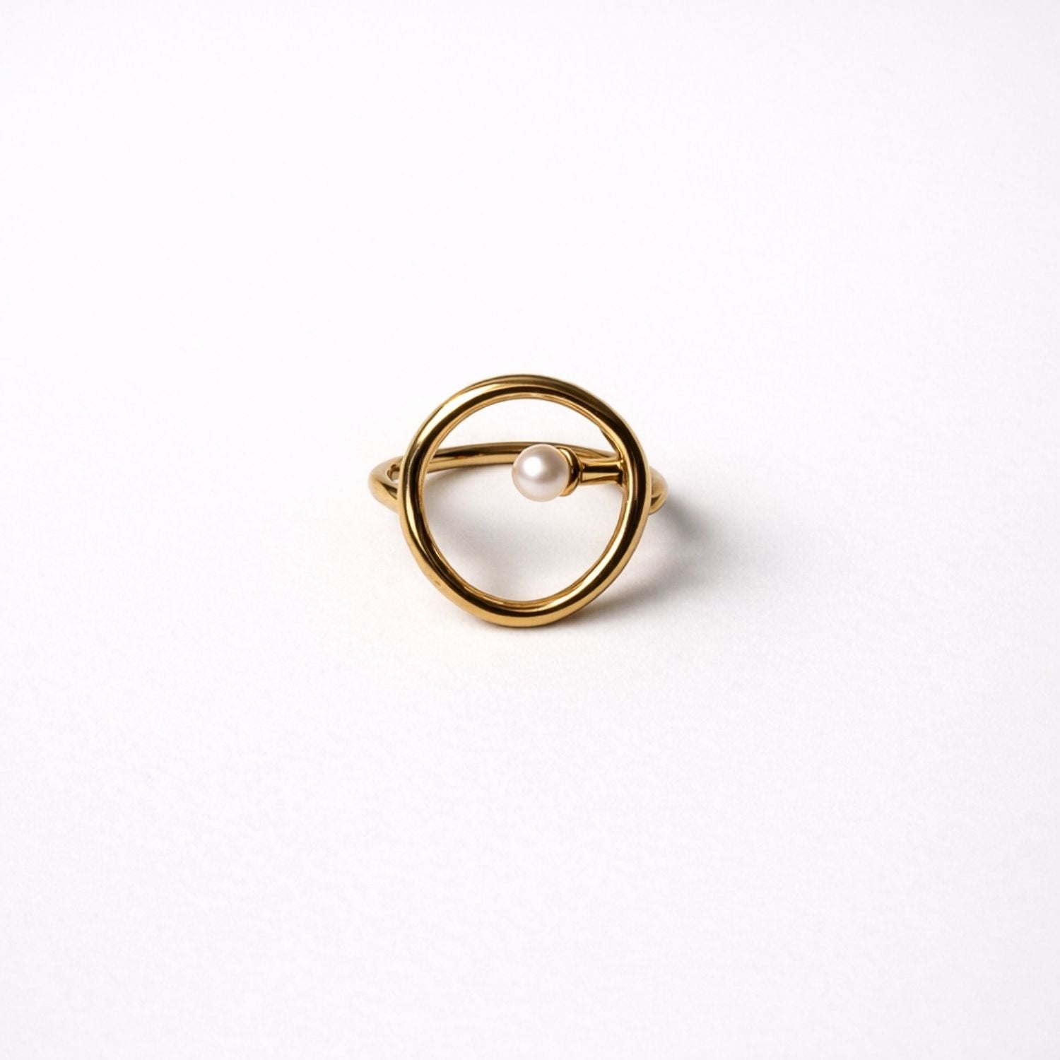 gold pearl ring stainless steel 18k gold plated