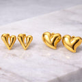 gold stainless steel heart earrings set 
