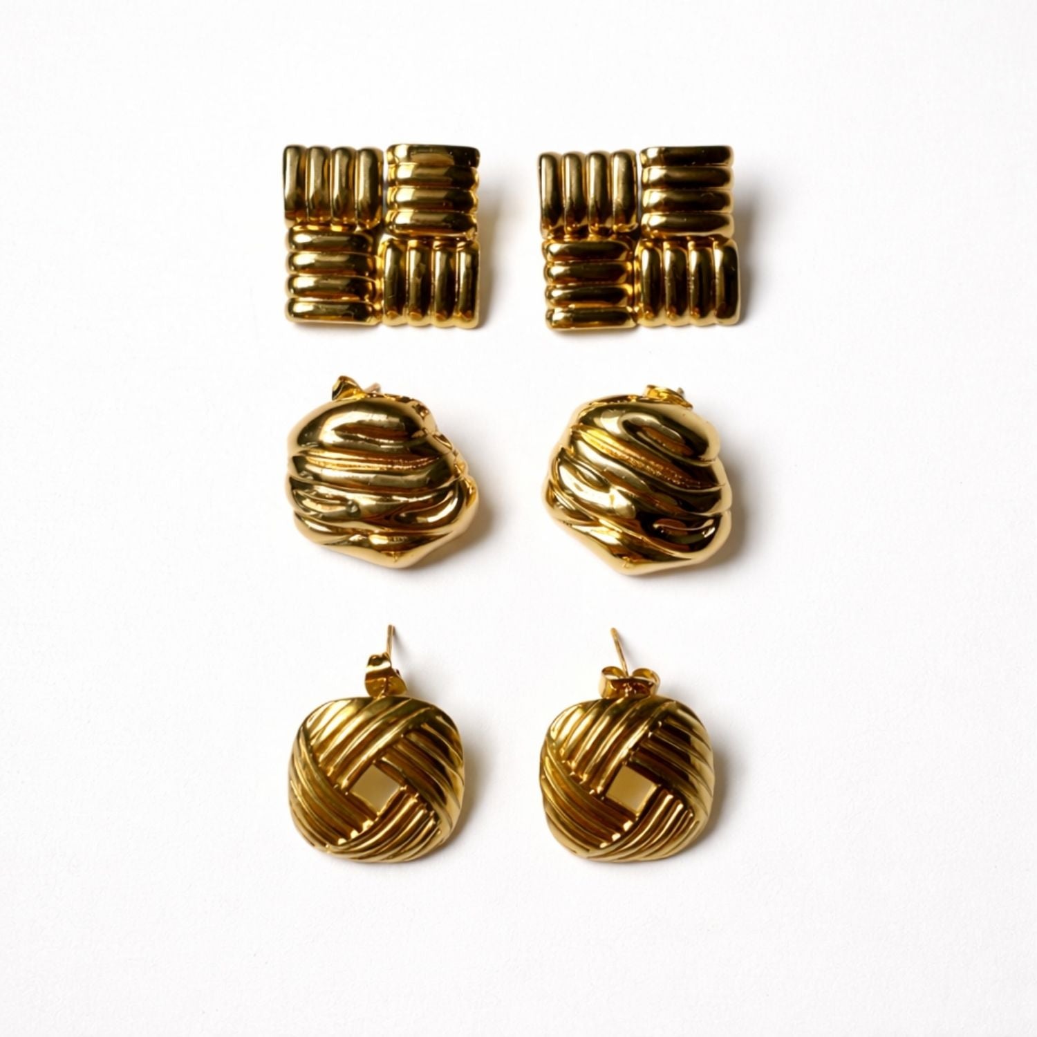 gold stainless steel textured earrings