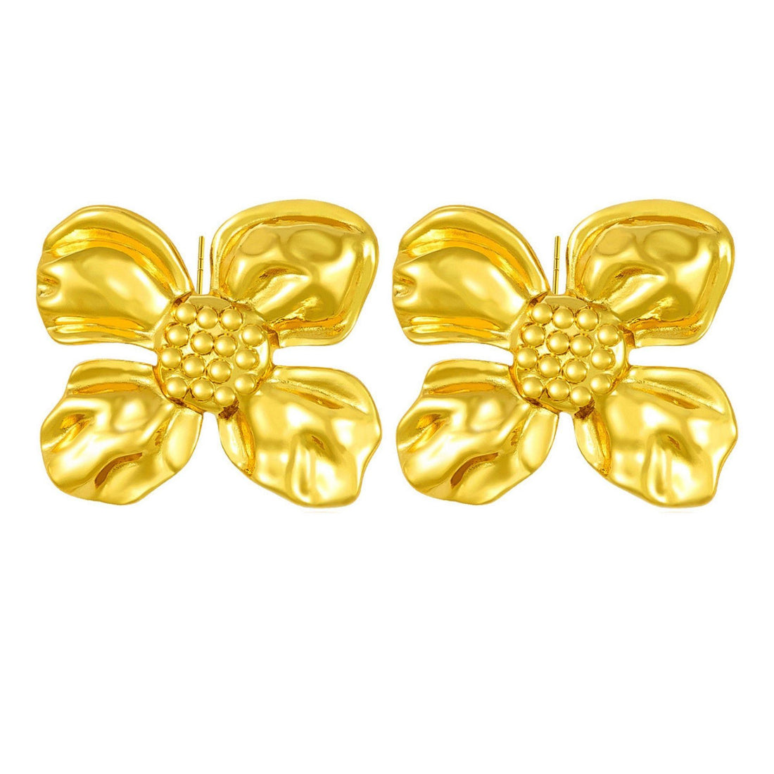 Golden Bloom flower earrings in gold stainless steel