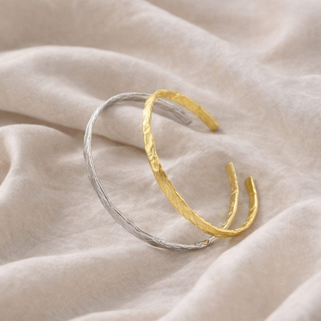 Hammered silver cuff bracelet