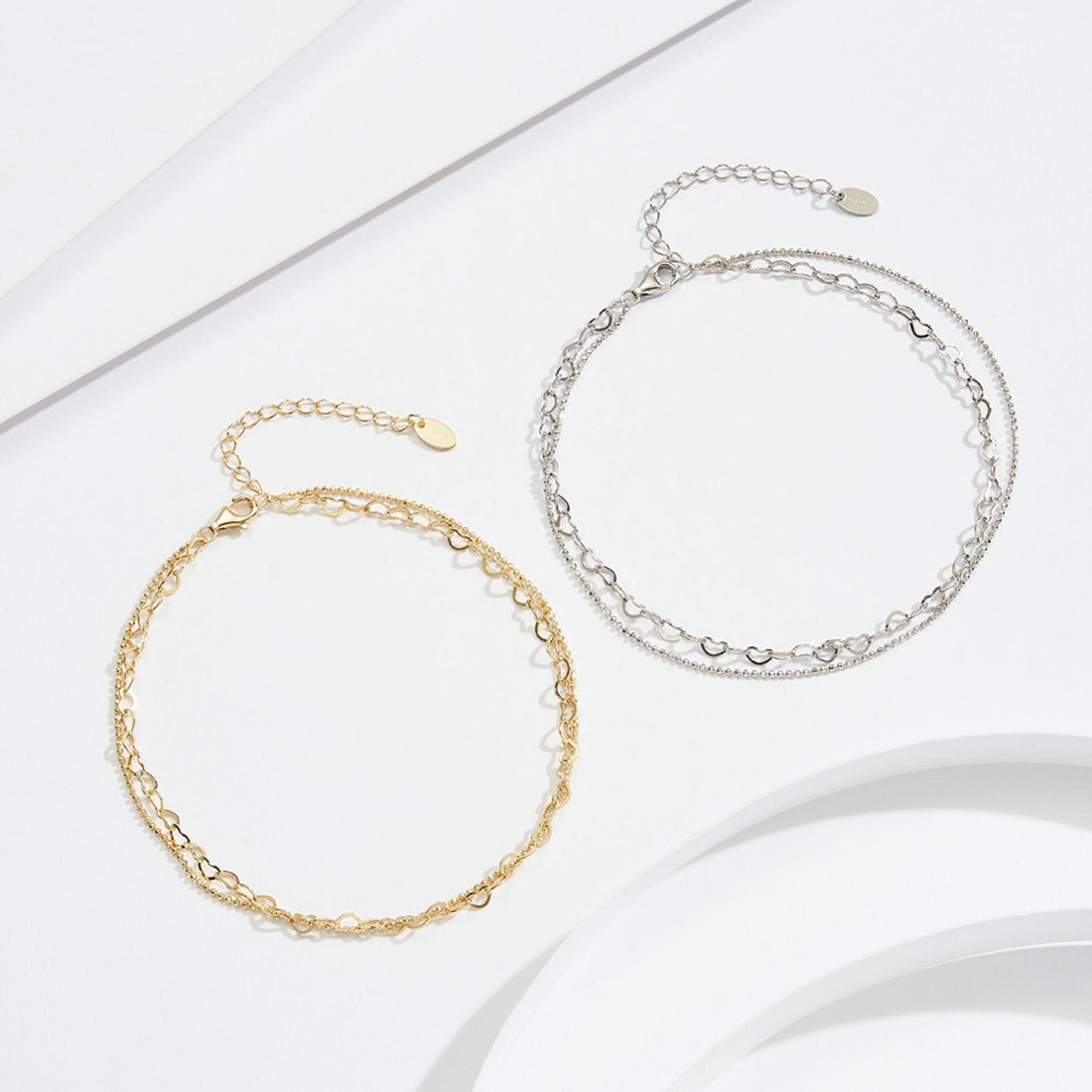 Heart Whisper double layer heart anklet