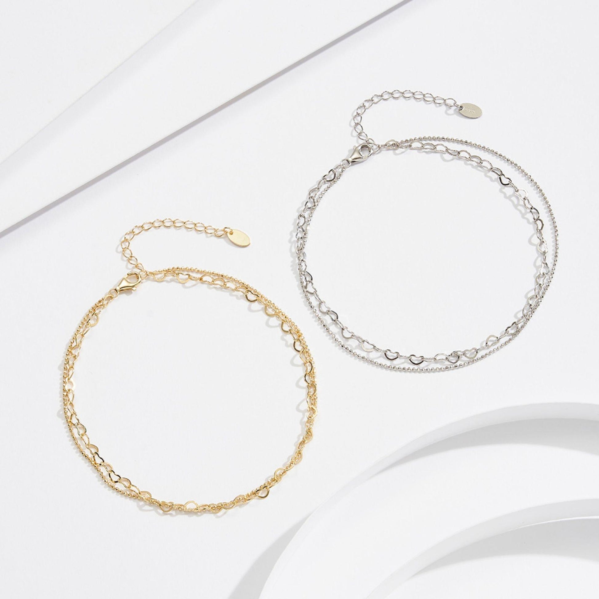 Heart Whisper double layer heart anklet