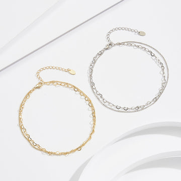 Heart Whisper double layer heart anklet
