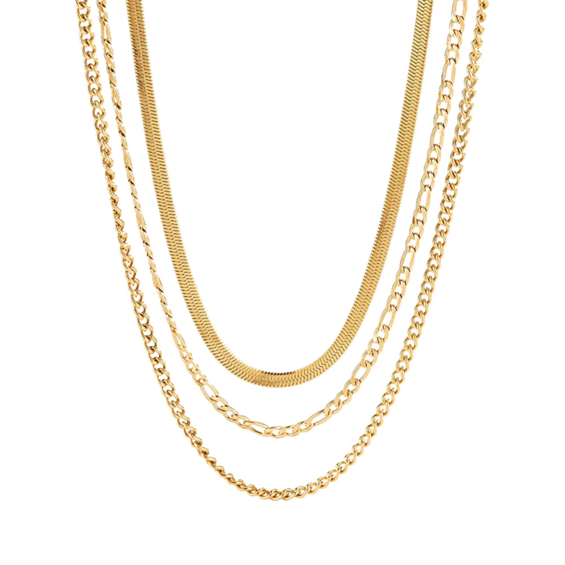 layered gold necklace stainless steel