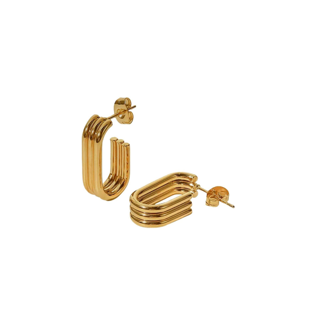 Liora gold stainless steel ribbed hoop earrings