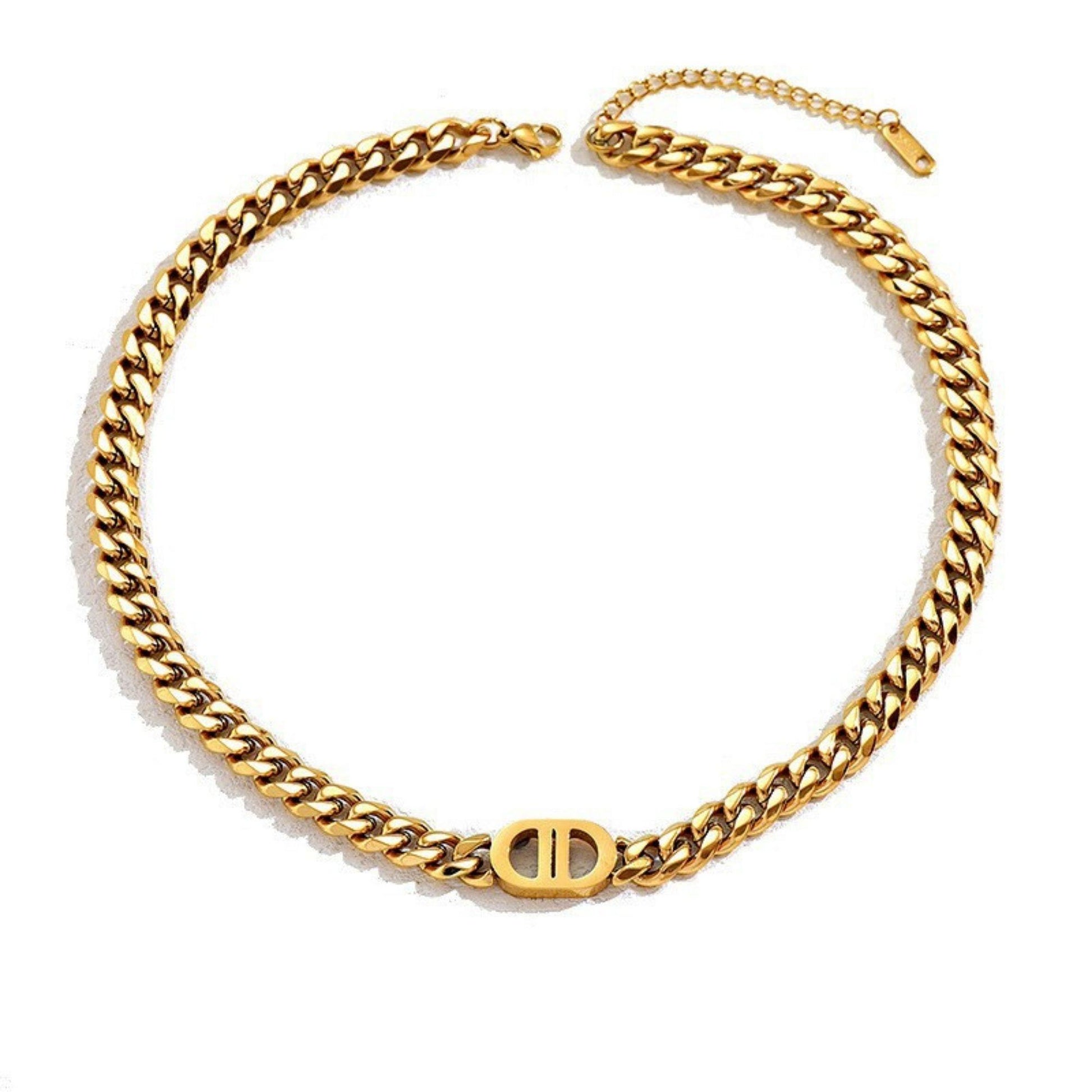 luxury gold cuban chain necklace  