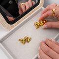 minimal gold heart earrings for women