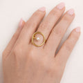 minimalist gold ring with pearl stainless steel jewelry