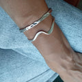 Modern silver open bracelet