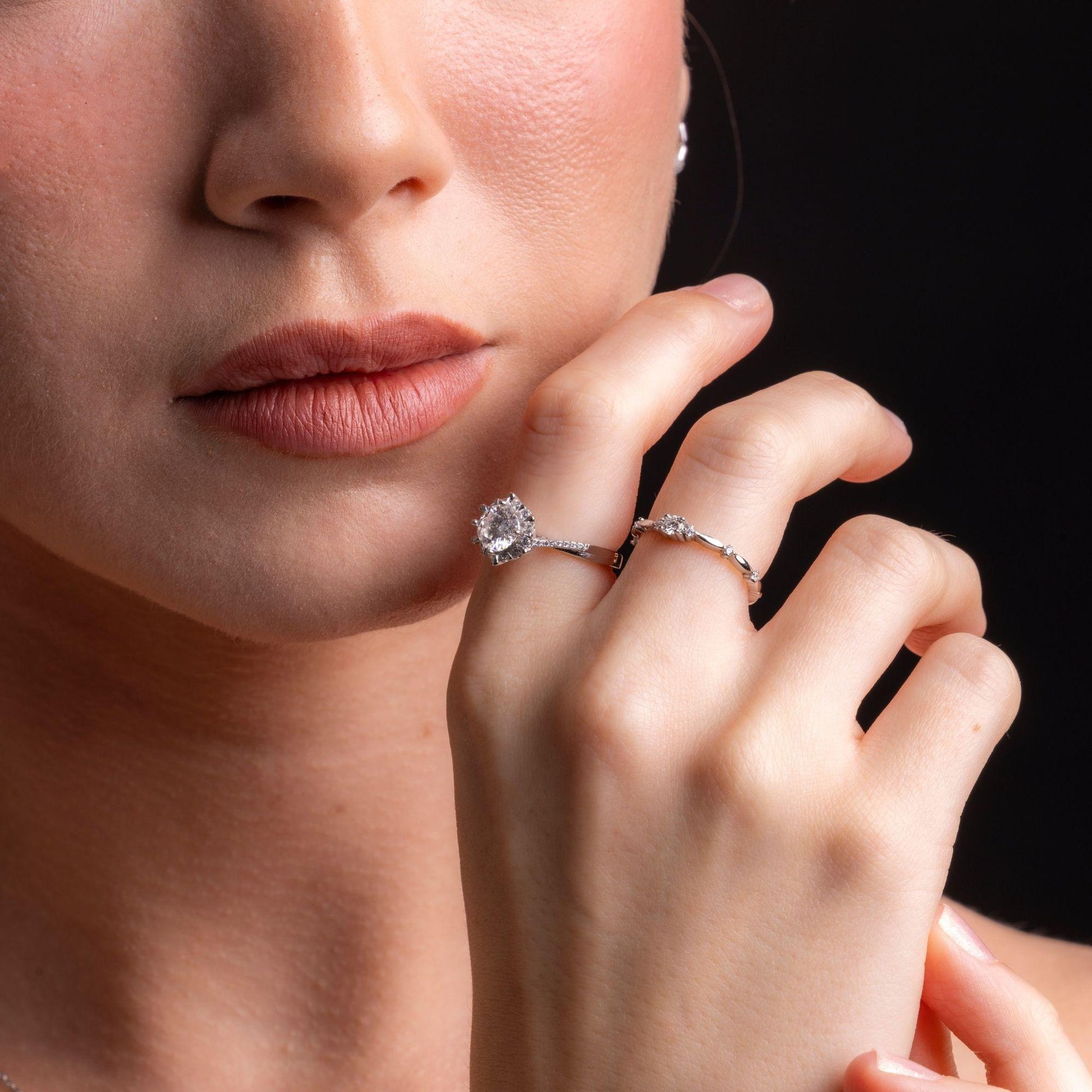 moissanite engagement ring silver classic design