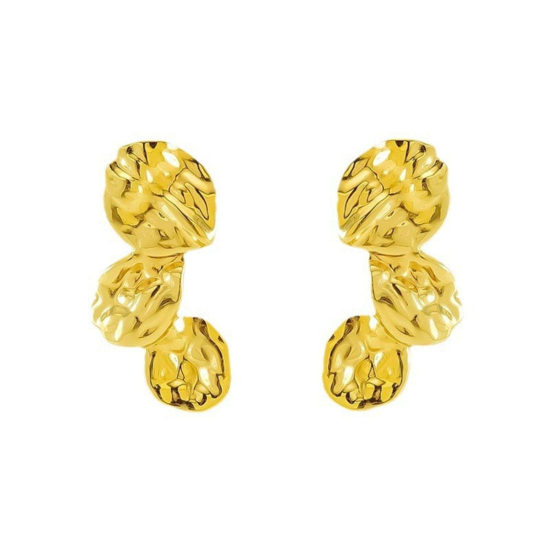 Molten Drops gold earrings in stainless steel