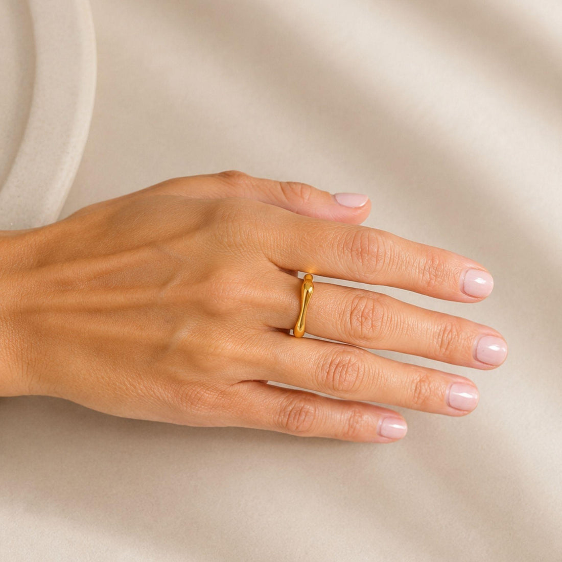minimal gold ring in stainless steel