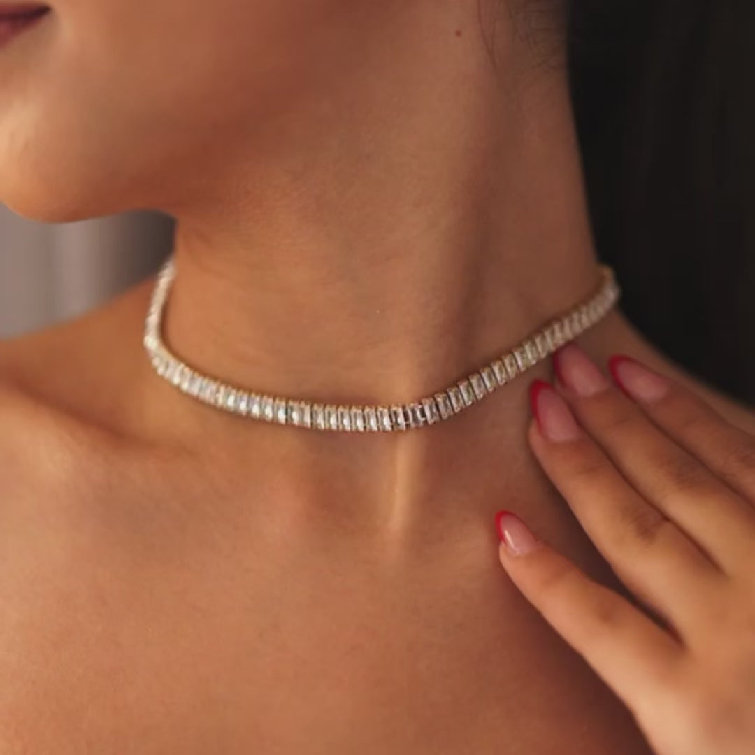Luxury tennis choker necklace video