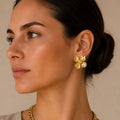 Gold floral earrings waterproof stainless steel