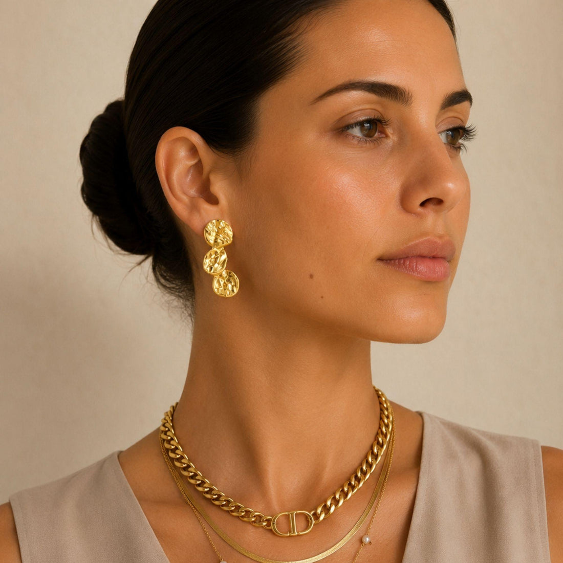Molten Drops gold earrings in stainless steel