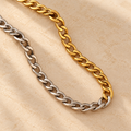 Close-up of Sienna interlocking gold and silver chain links