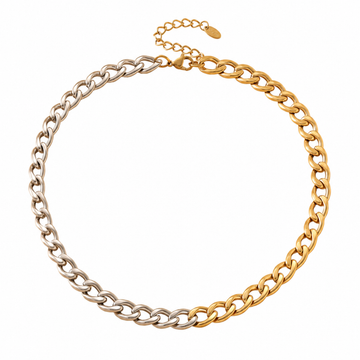 Sienna two-tone stainless steel chain necklace in gold and silver