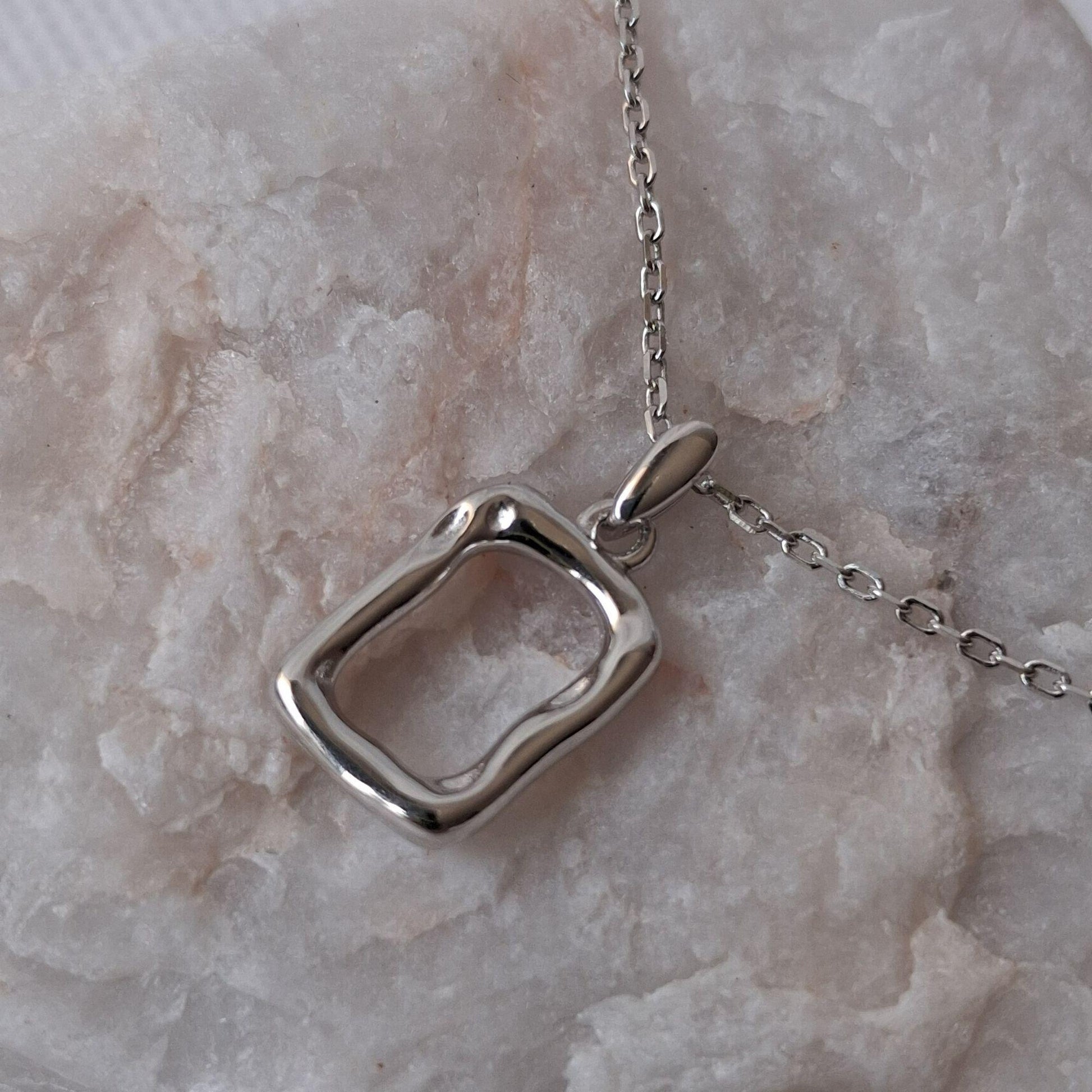 sterling silver organic pendant necklace minimal design