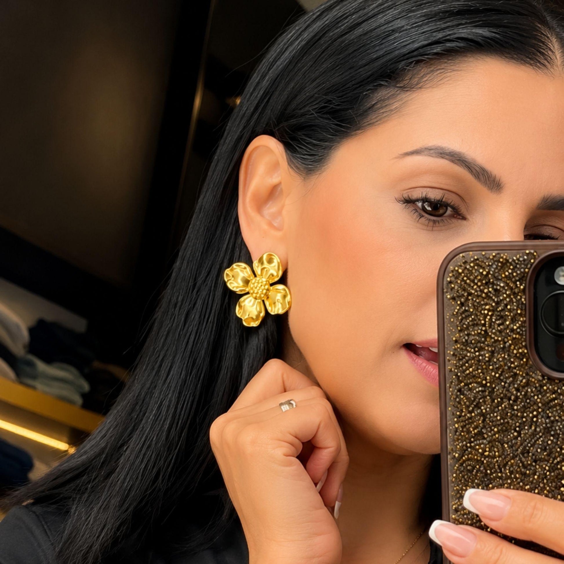 Luxury sculptural flower earrings