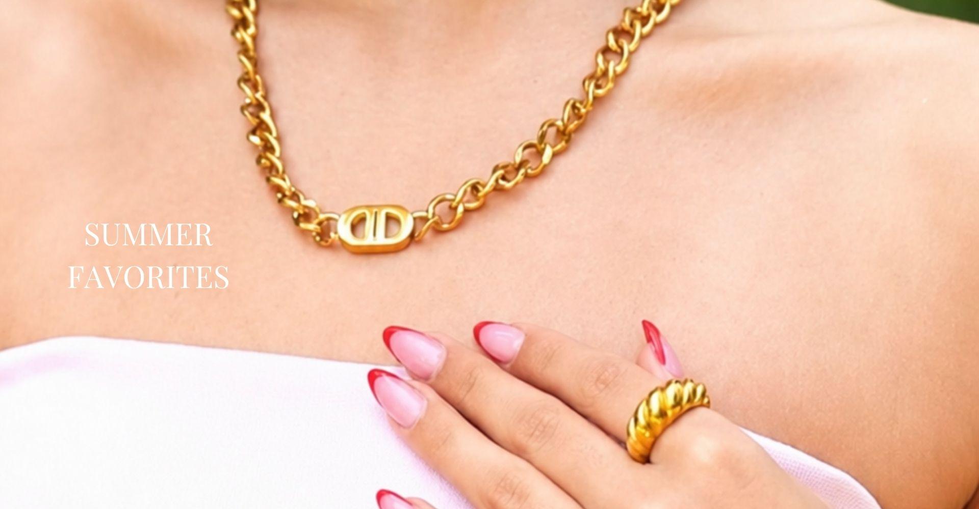 Summer Favorites collection featuring gold anklets and everyday summer jewelry by Yasmine Jewellery