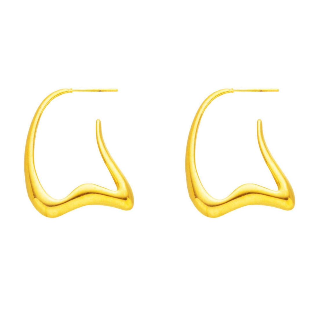 Vela gold stainless steel sculptural earrings with open geometric design