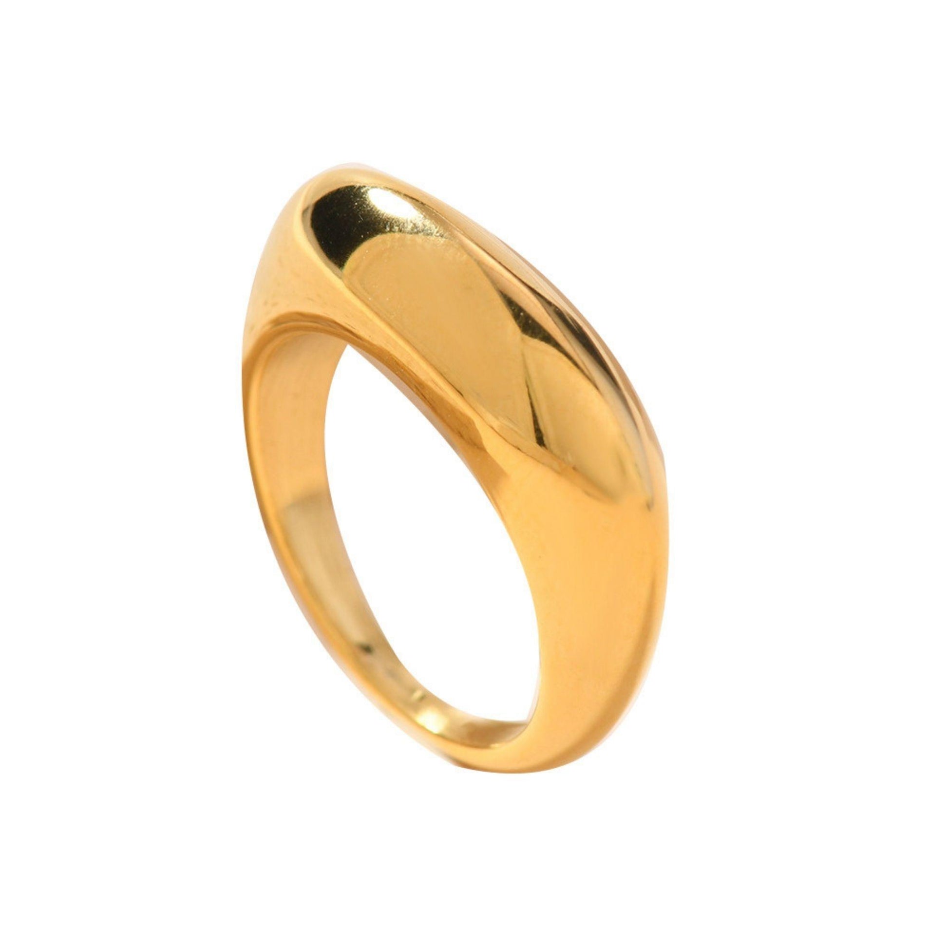 Velvet Dome gold ring in stainless steel