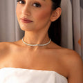 Gold tennis choker with zircon stones